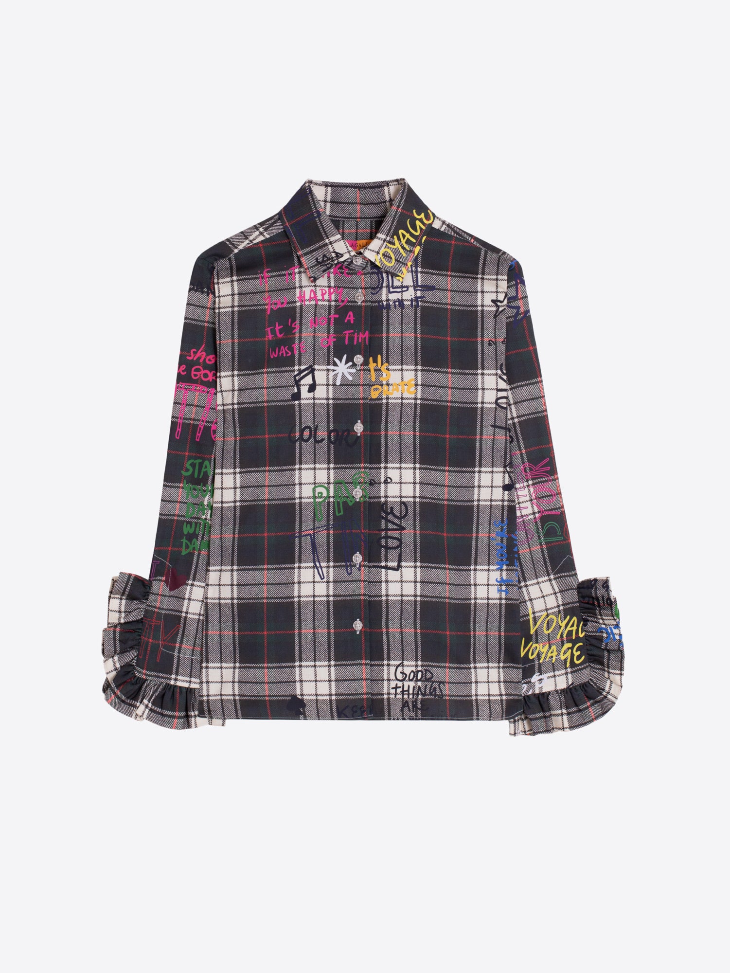 Vilagallo Volantes Grafitti Plaid Shirt