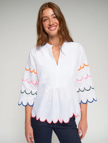 Vilagallo White Blouse With Multicoloured Ribbon