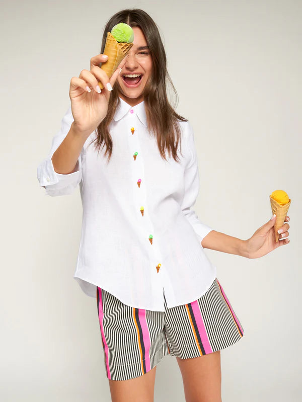 Vilagallo White Embroidered Ice Cream Shirt