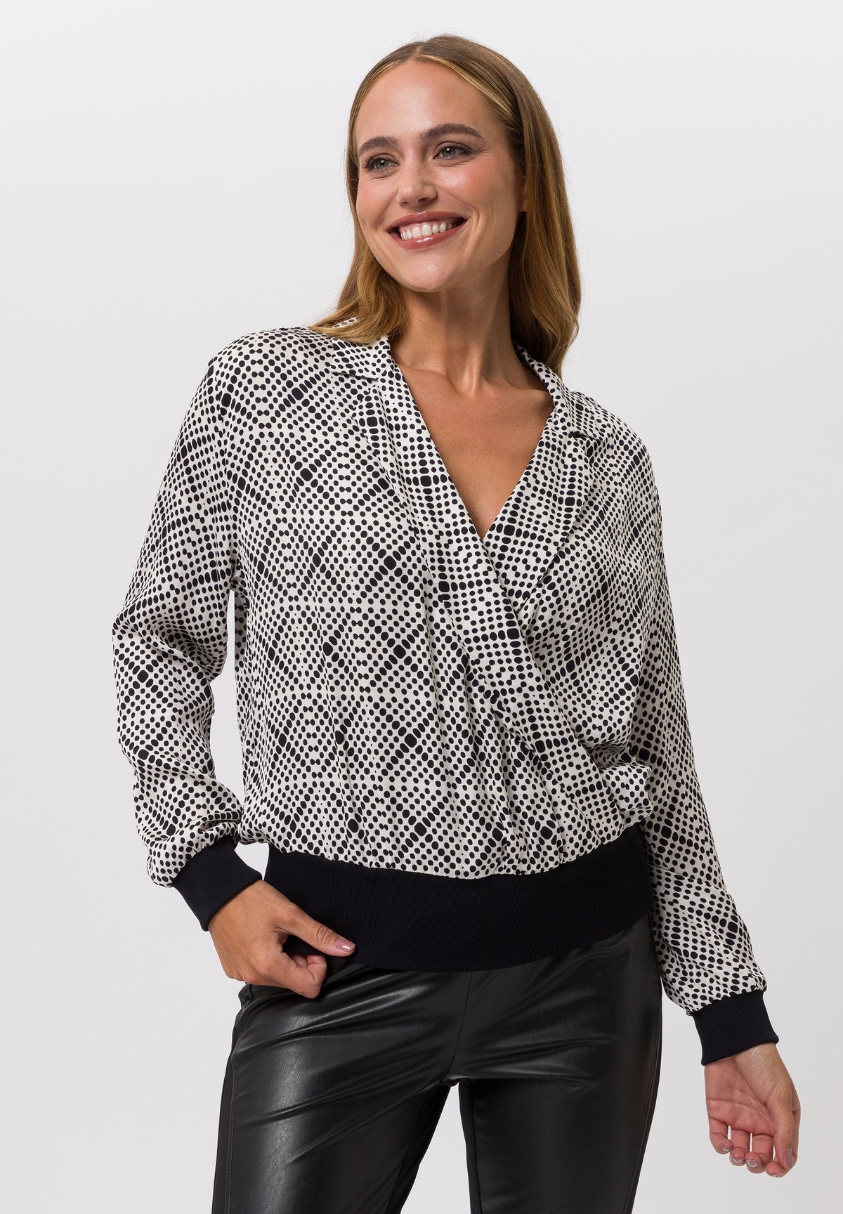 Tuzzi Polka Dot Wrap-Effect Blouse