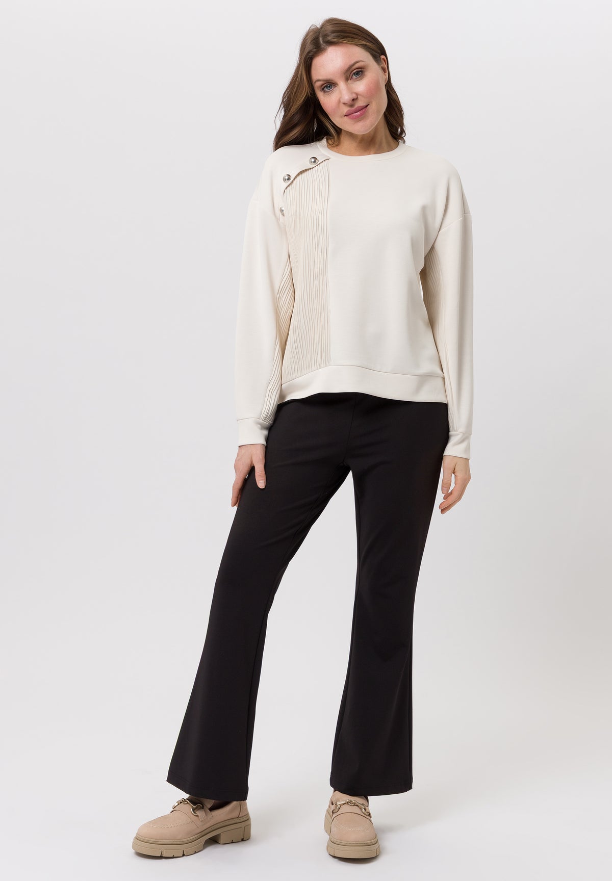 Tuzzi Cream Pleated Design Sweater