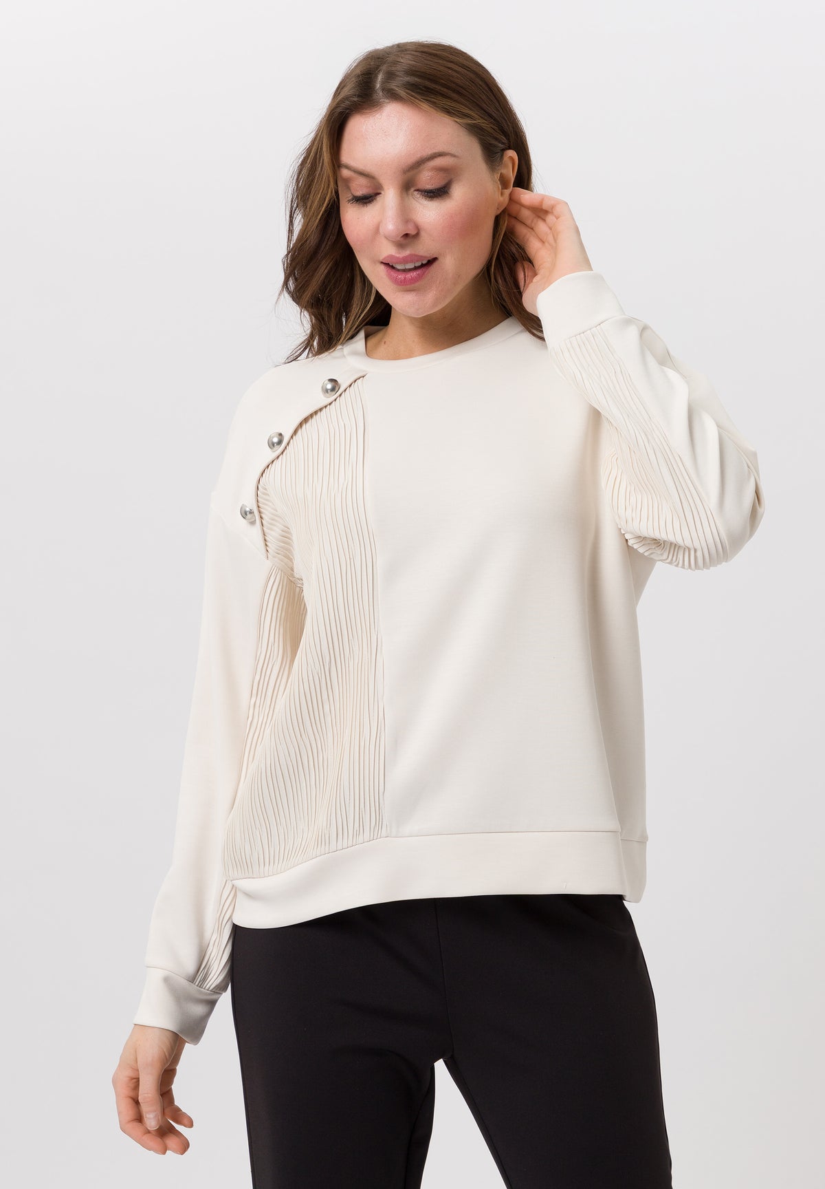 Tuzzi Cream Pleated Design Sweater