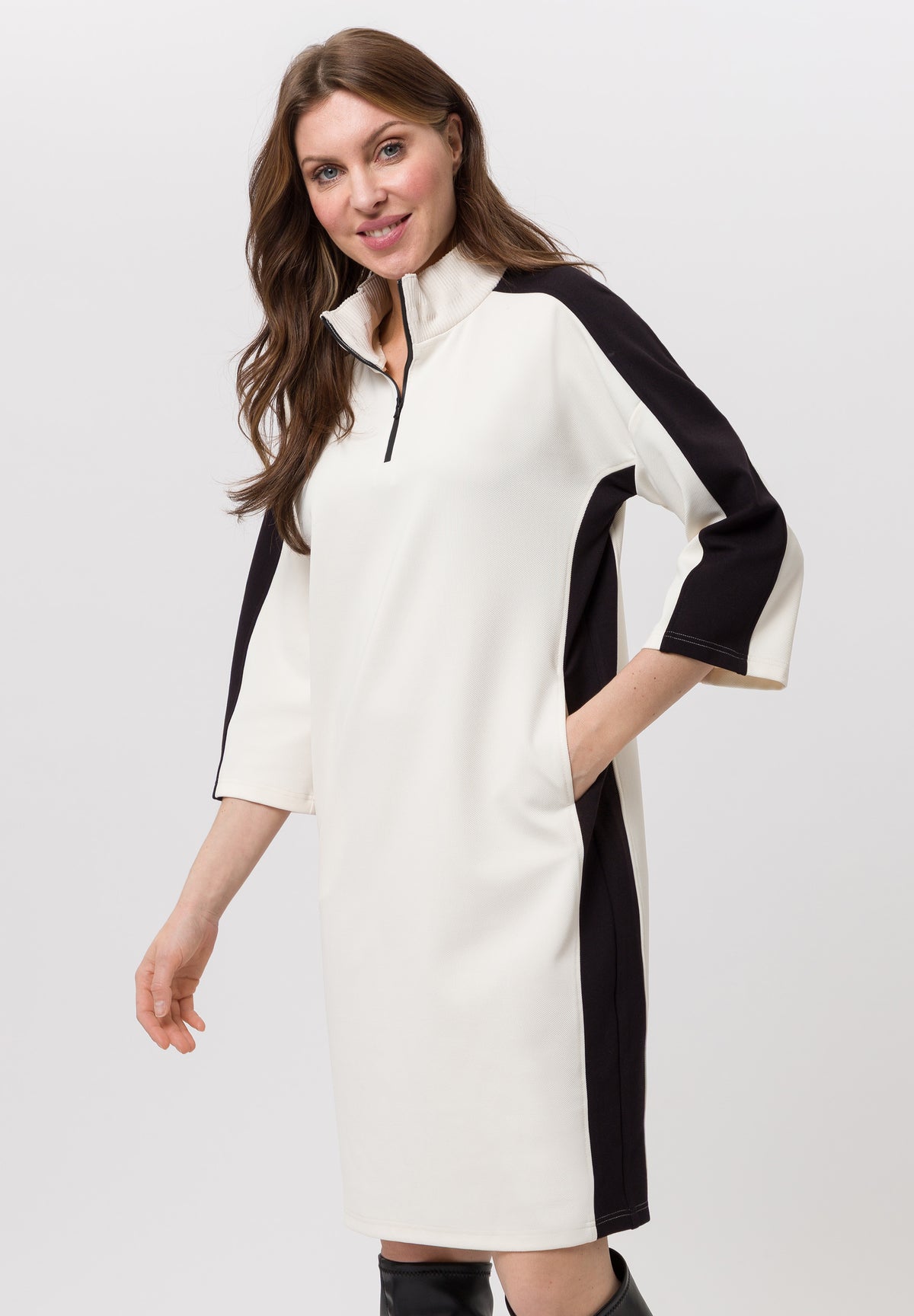 Tuzzi Cream Contrast Midi Dress