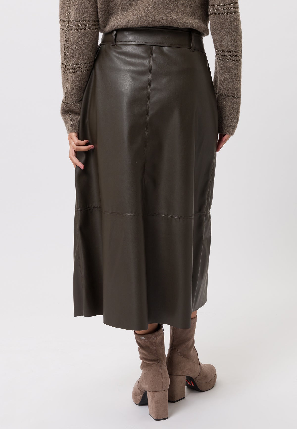 Tuzzi Faux Leather Mocha Skirt