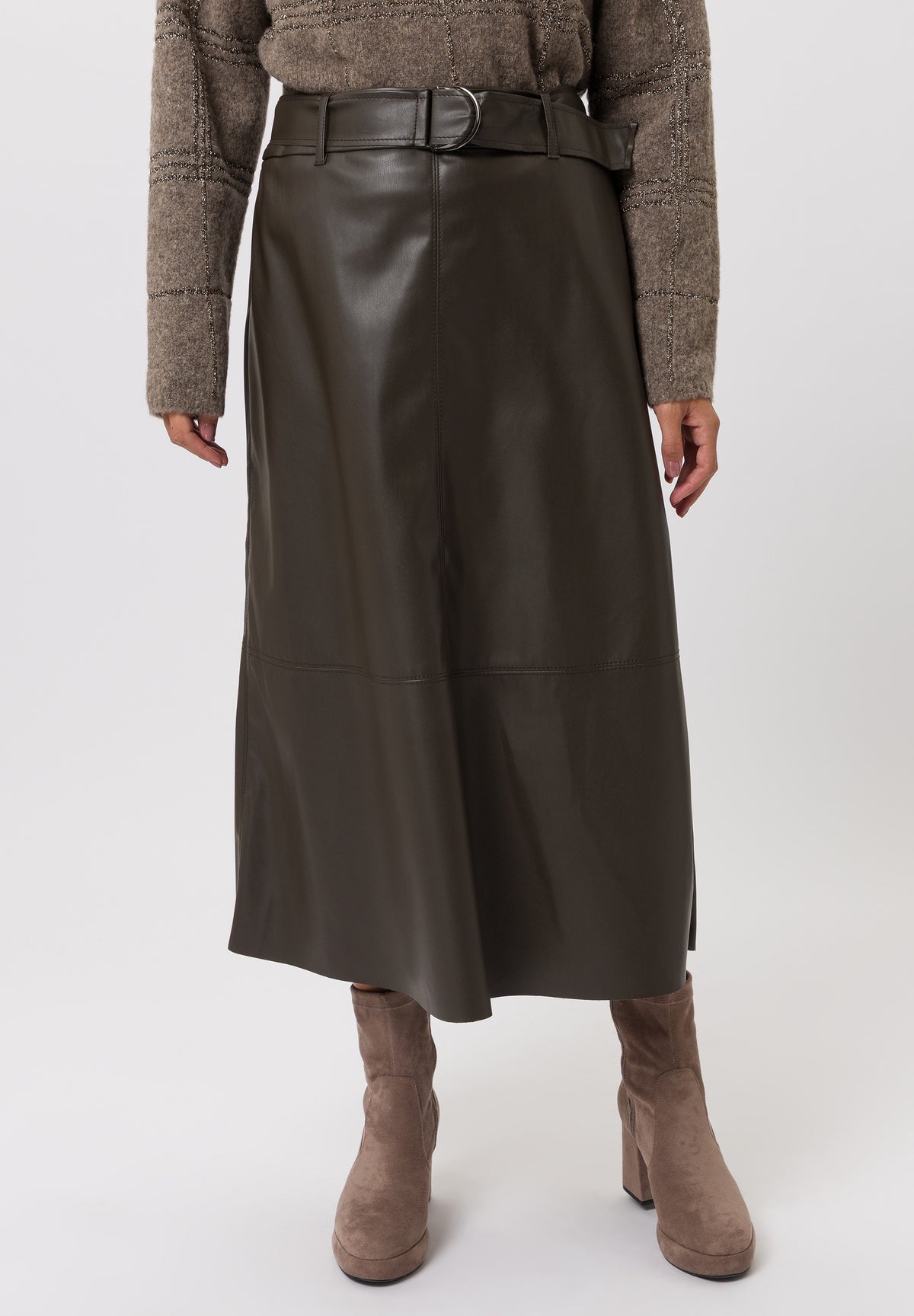 Tuzzi Faux Leather Mocha Skirt