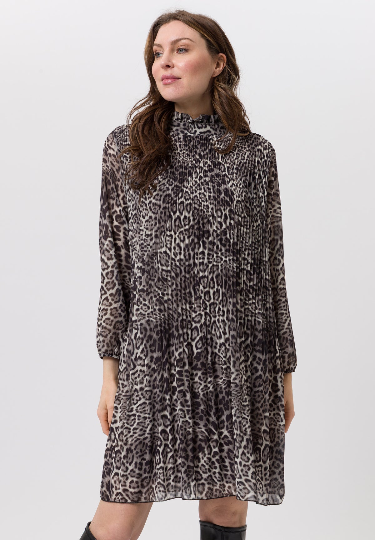 Tuzzi Animal Print Plisee Shift Dress