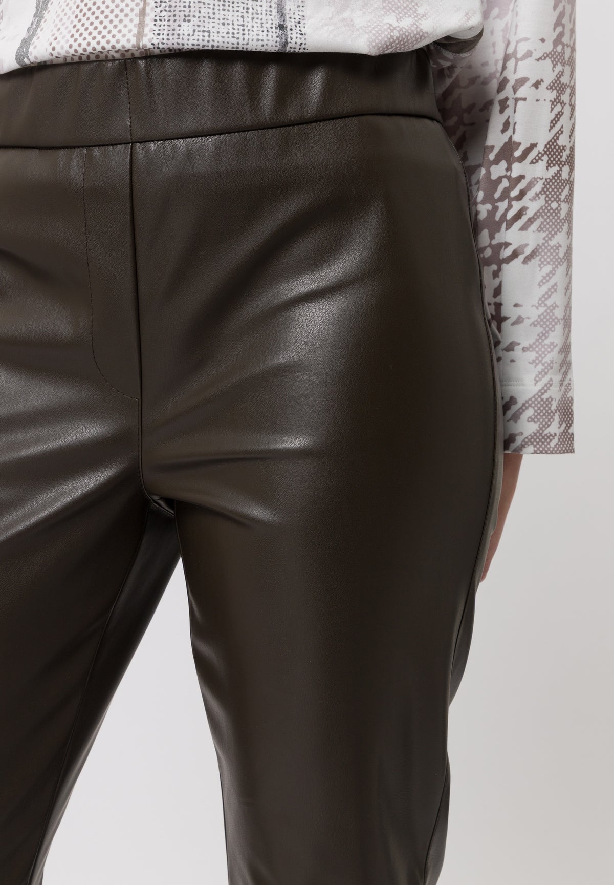 Tuzzi Moka Elasticated Waist Slim Fit Faux Leather Trousers