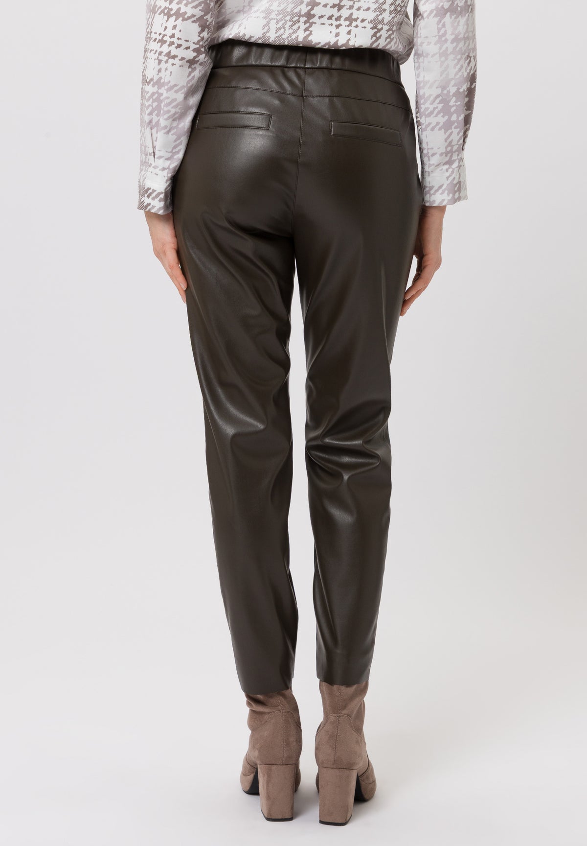 Tuzzi Moka Elasticated Waist Slim Fit Faux Leather Trousers