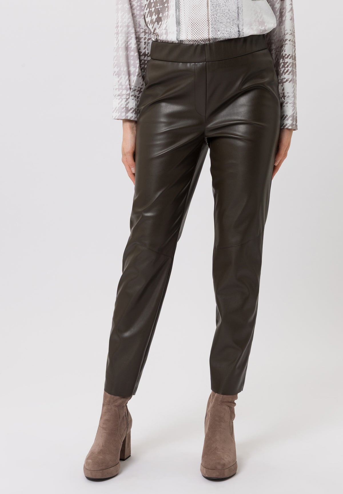 Tuzzi Moka Elasticated Waist Slim Fit Faux Leather Trousers