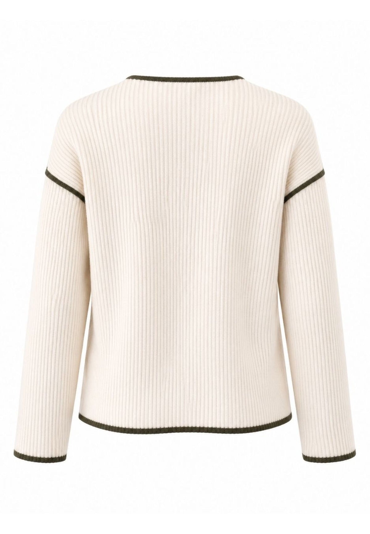 Tuzzi Take The Reins Ribbed Off White Sweater With Black Trim