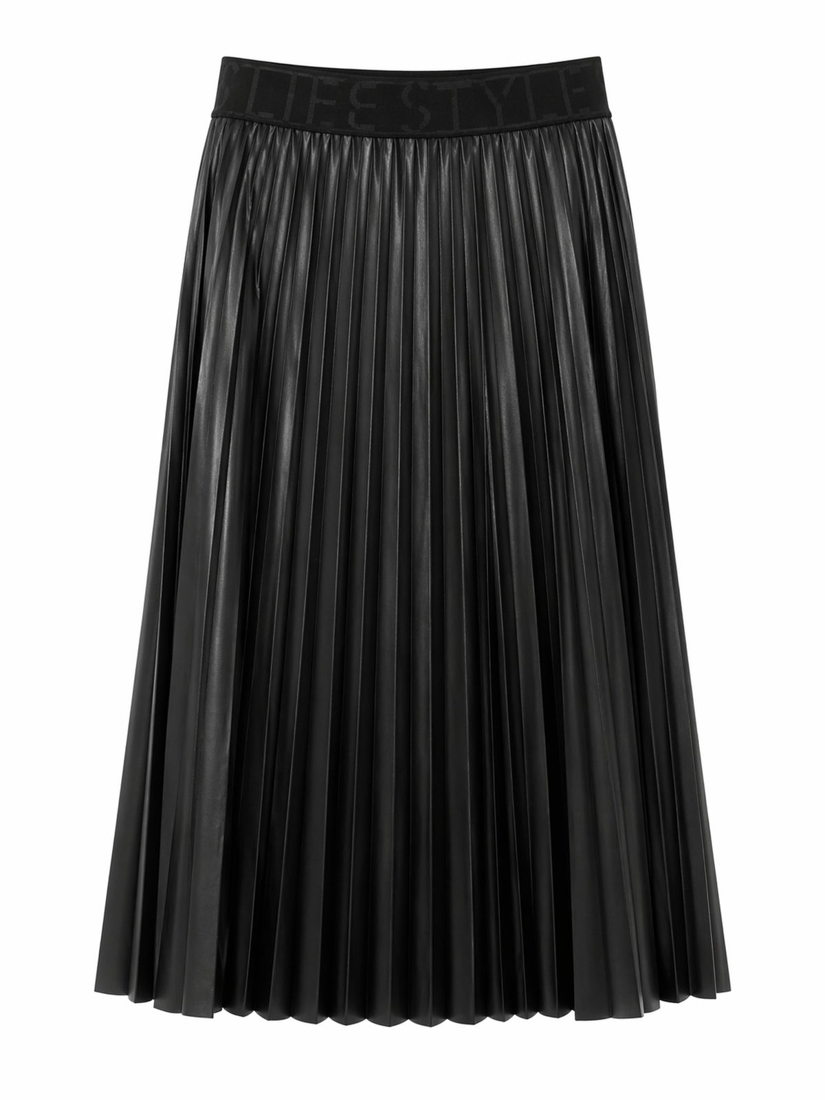 Tuzzi Take The Reins Black Faux Leather Plisse Skirt
