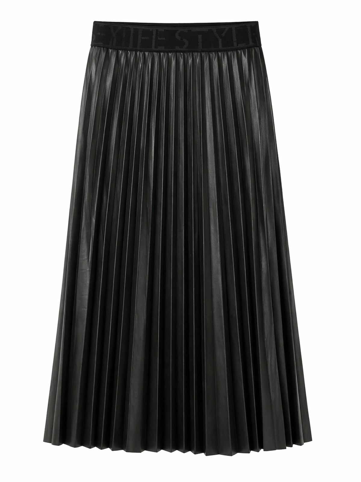 Tuzzi Take The Reins Black Faux Leather Plisse Skirt