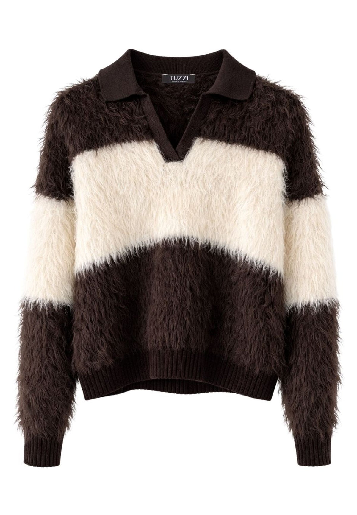 Tuzzi Chocolate Bite Striped Fluffy Pullover