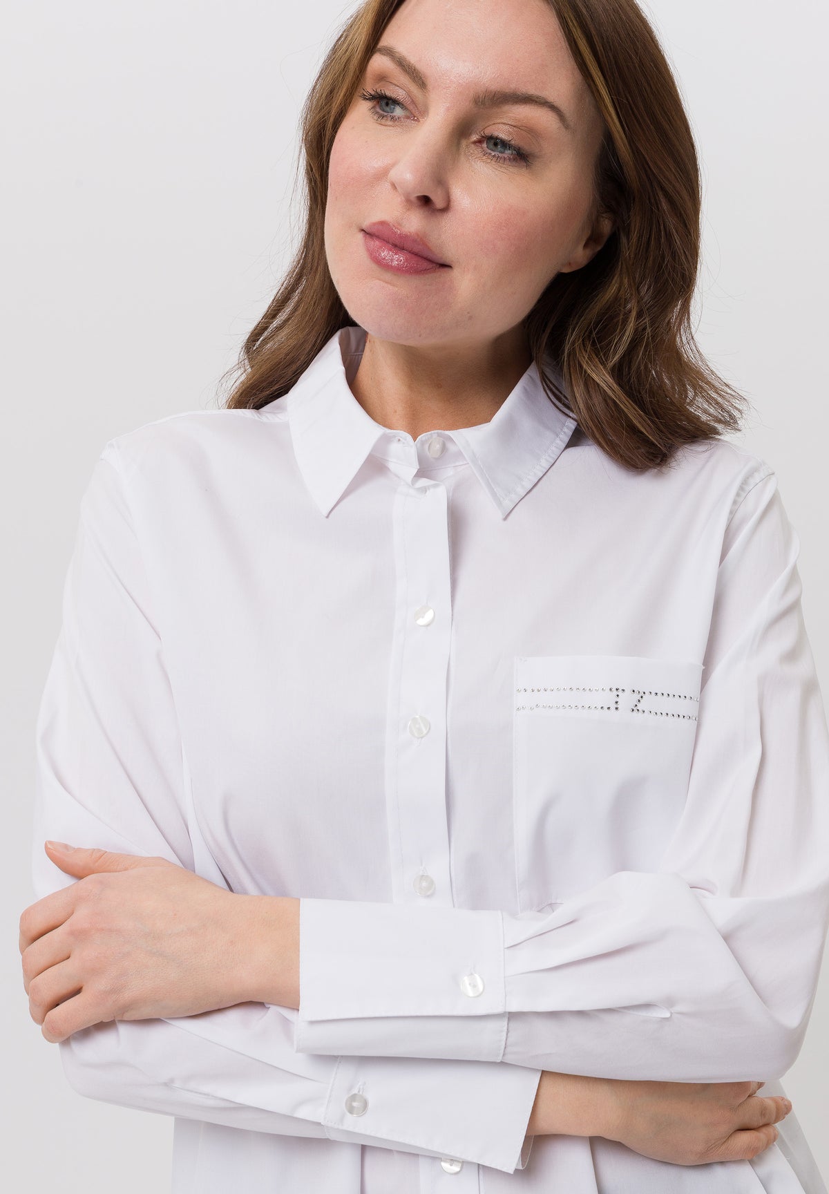 Tuzzi White Shirt with Embroidered Diamond Detail