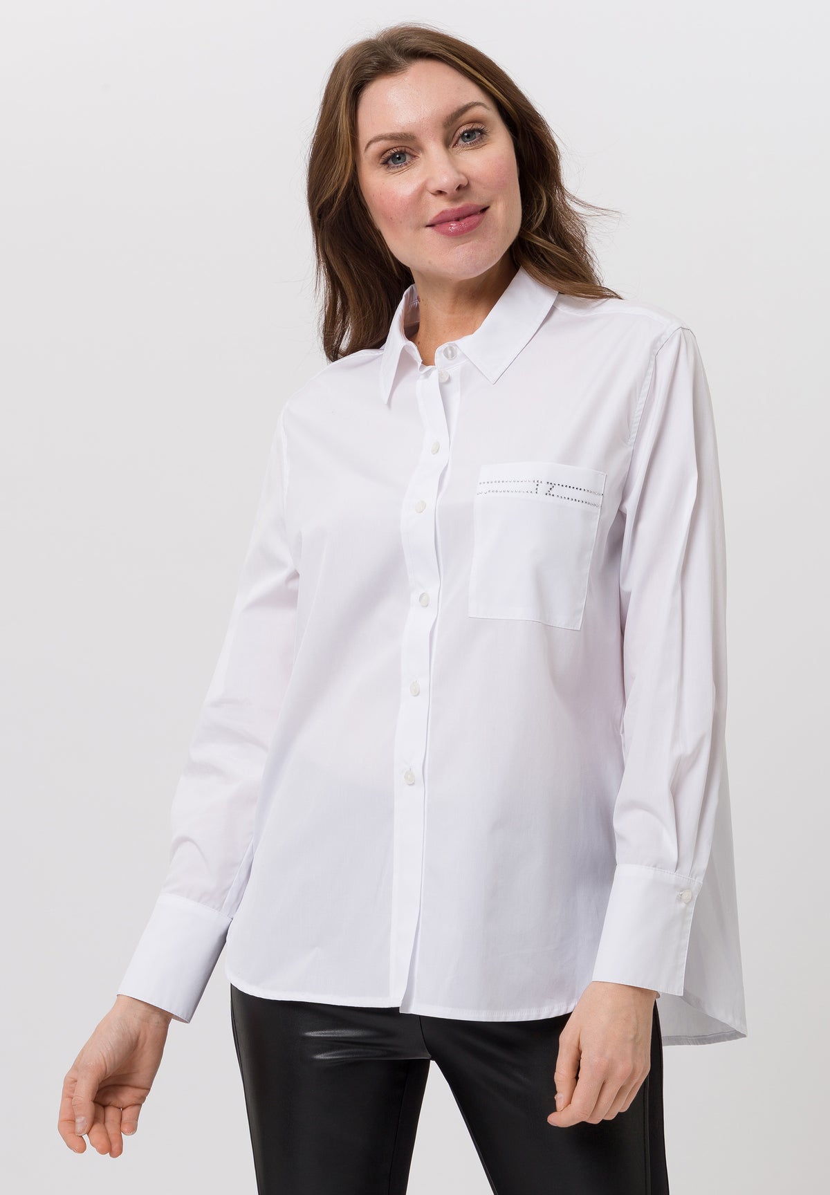 Tuzzi White Shirt with Embroidered Diamond Detail