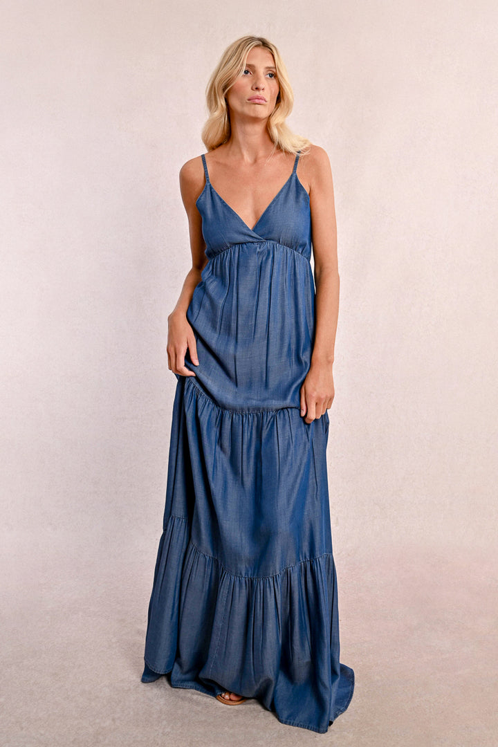 Molly Bracken Maxi Denim Blue Dress