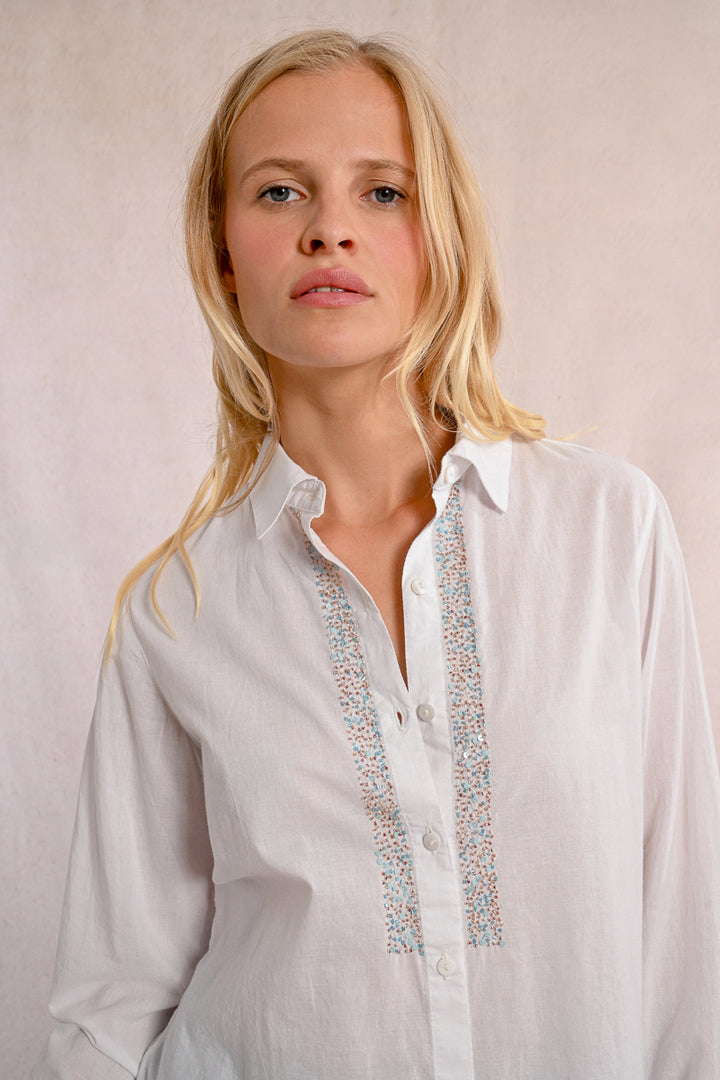 Molly Bracken White Ladies Woven Shirt