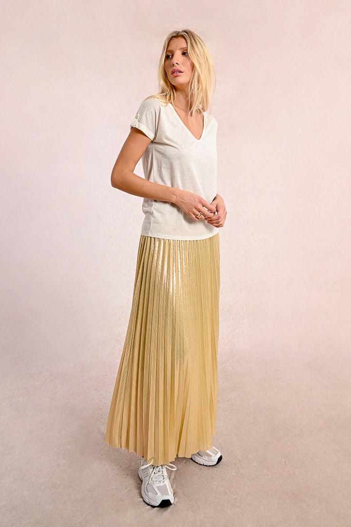 Molly Bracken V Neck Off White Tee