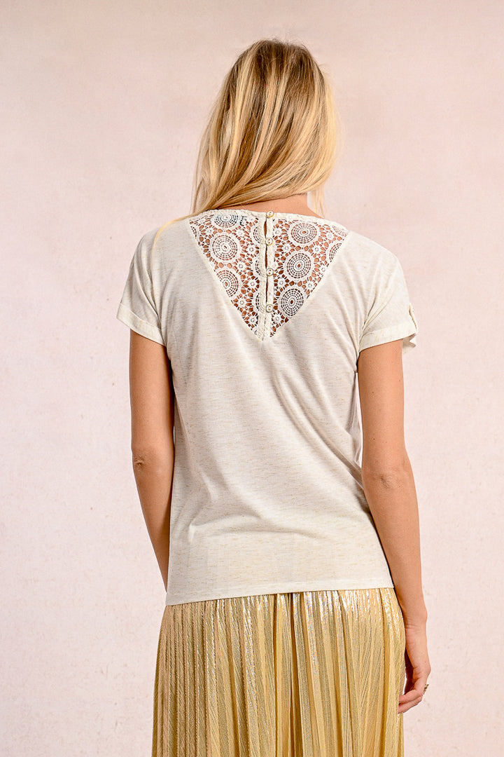 Molly Bracken V Neck Off White Tee