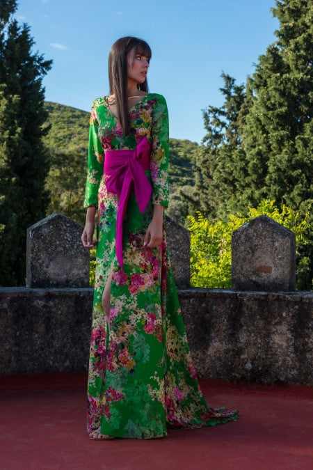 Matilde Cano Agapanto Green Print Dress