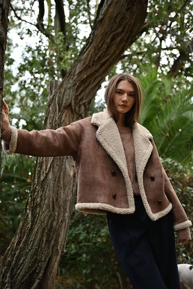 Molly Bracken Aviator Style Brown Coat