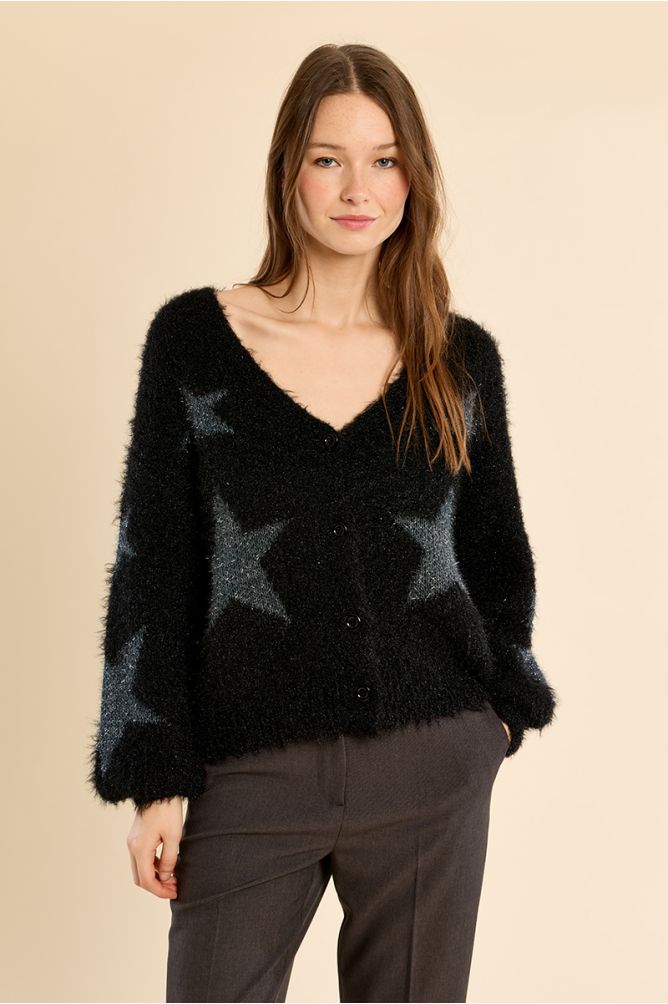 Molly Bracken Black Balloon Sleeve Cardigan