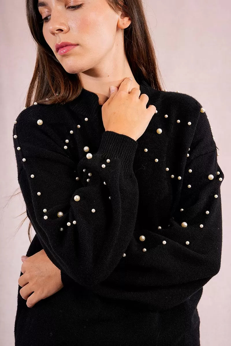 Molly Bracken Beaded Sweatshirt Black Sweater