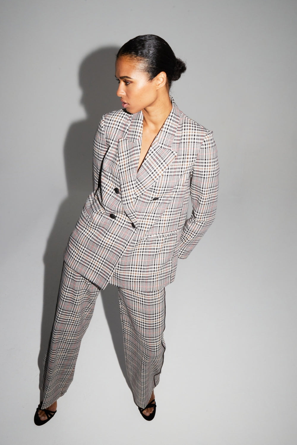 IMPREVU Lucky Star Red Houndstooth Blazer