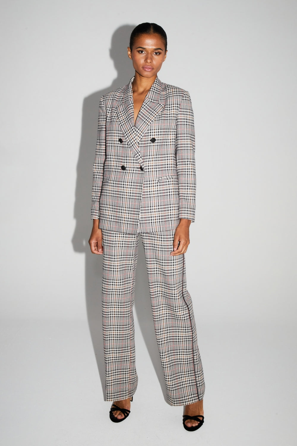 IMPREVU Lucky Star Red Houndstooth Blazer