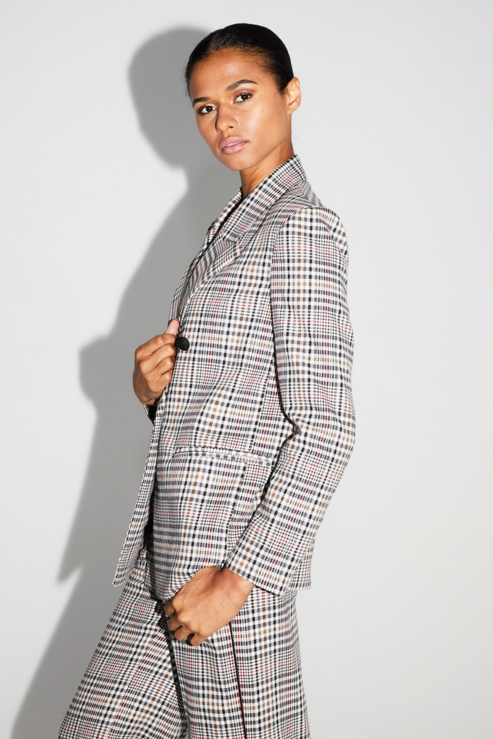 IMPREVU Lucky Star Red Houndstooth Blazer