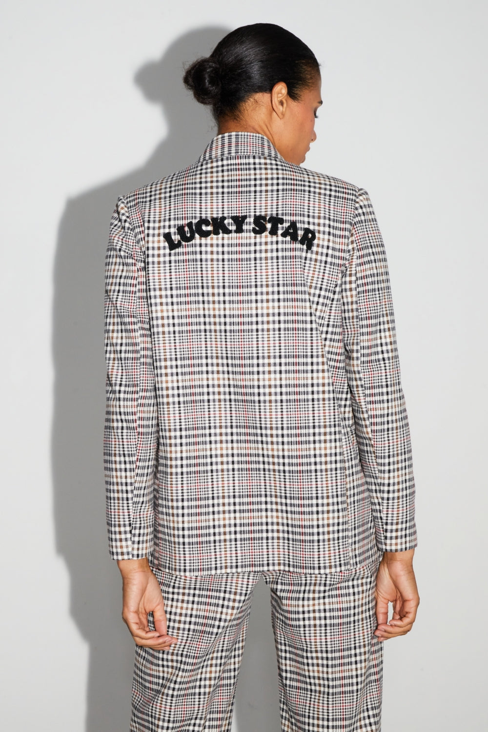 IMPREVU Lucky Star Red Houndstooth Blazer