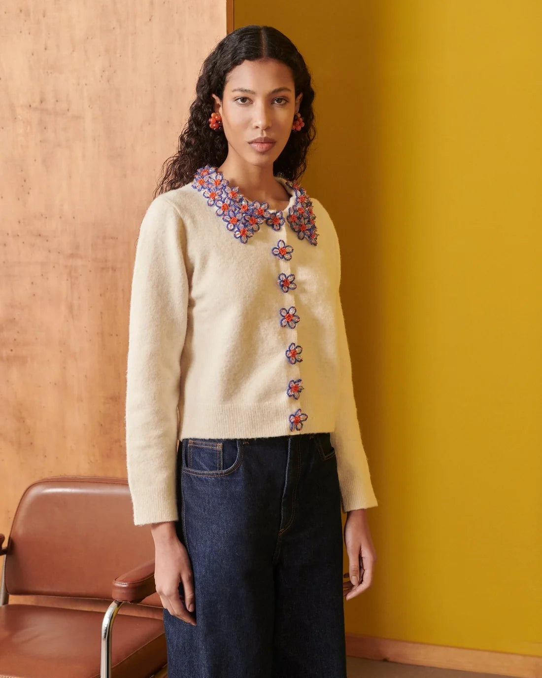 Celia B Bloom White Cardigan