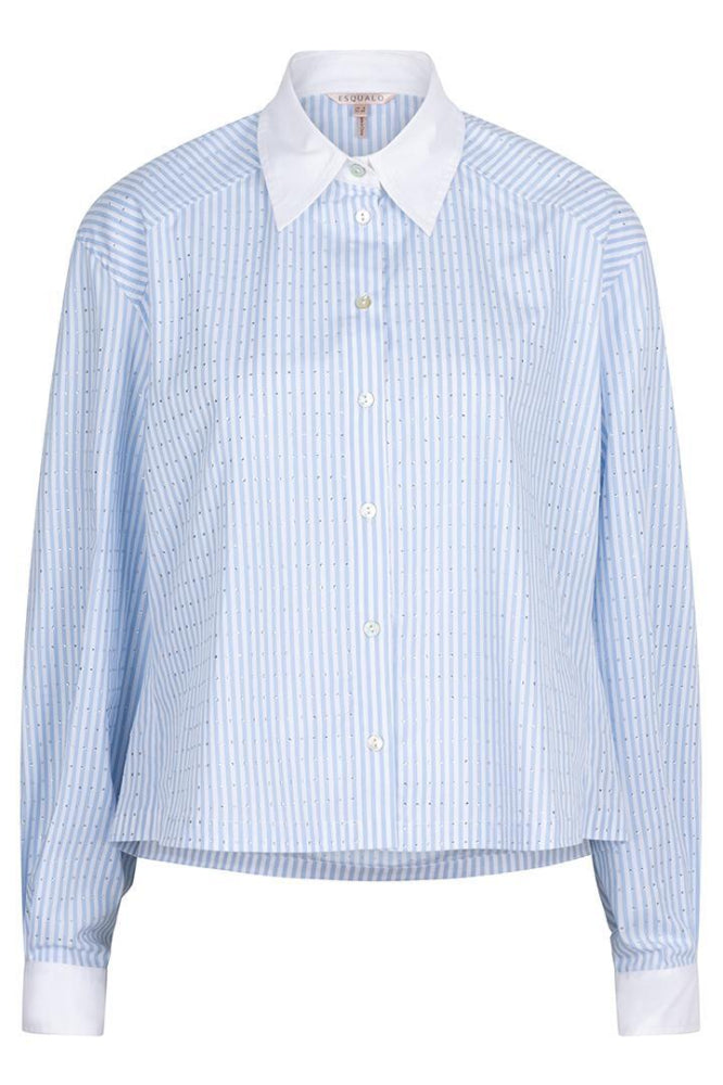 Esqualo Blue Off White Rhinestones Blouse