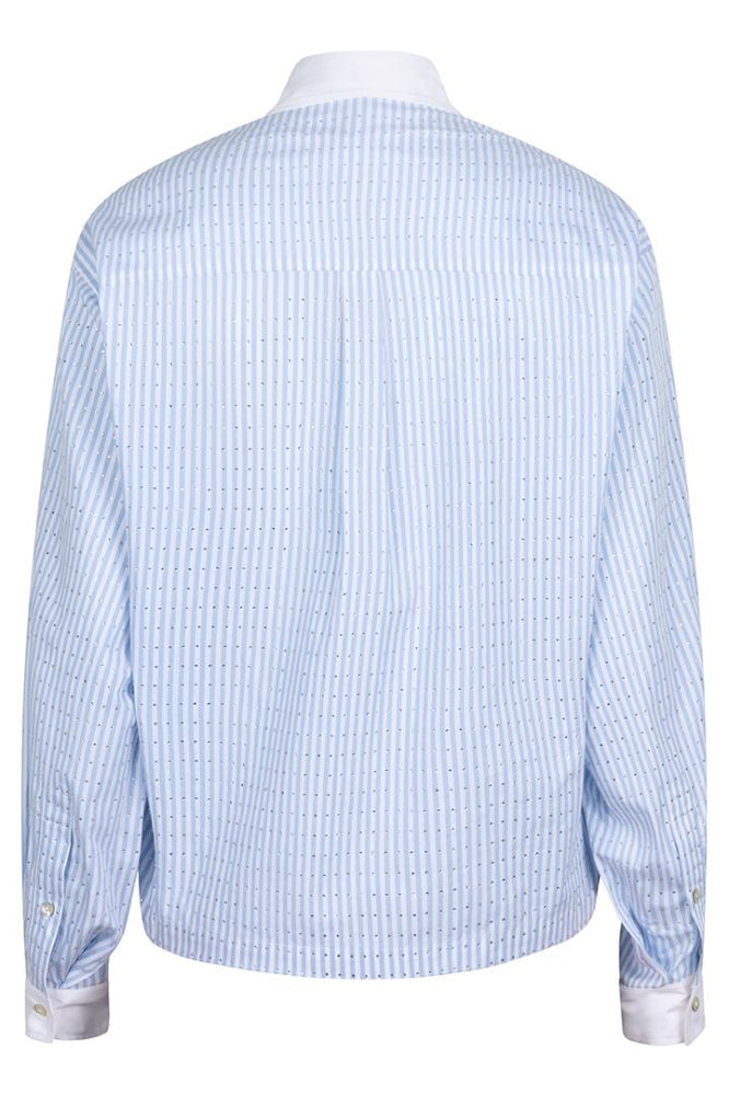 Esqualo Blue Off White Rhinestones Blouse