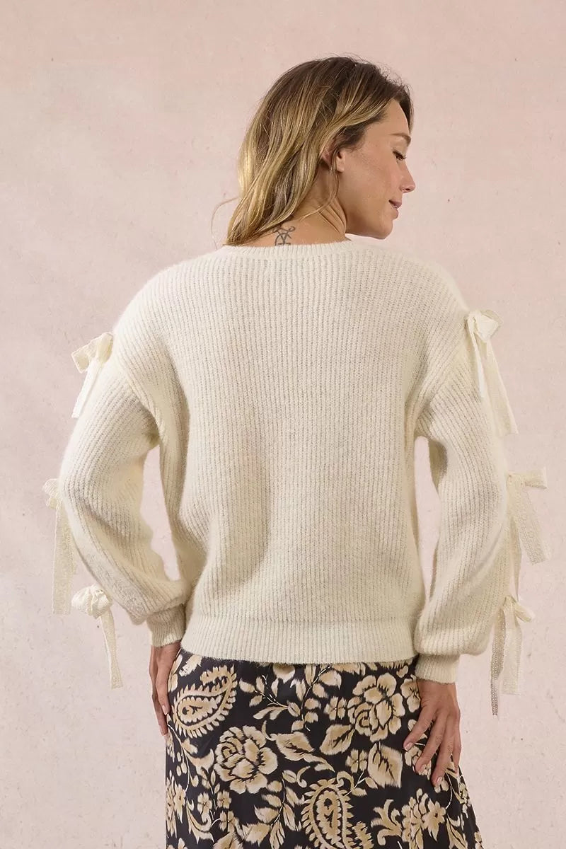 Molly Bracken Bow Off White Sweater
