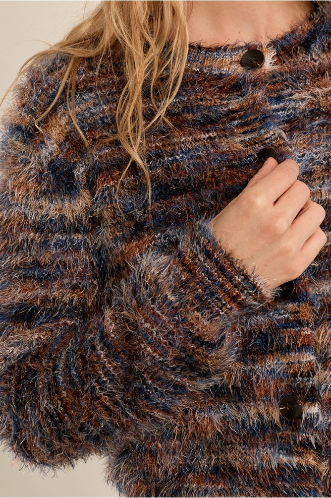 Molly Bracken Brushed Knit Denim Blue Cardigan