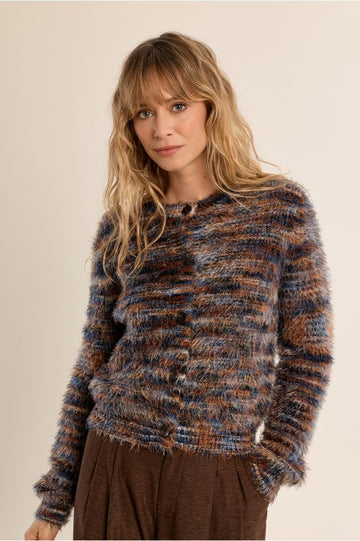 Molly Bracken Brushed Knit Denim Blue Cardigan
