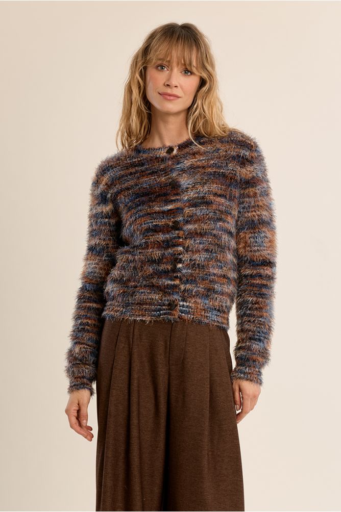 Molly Bracken Brushed Knit Denim Blue Cardigan