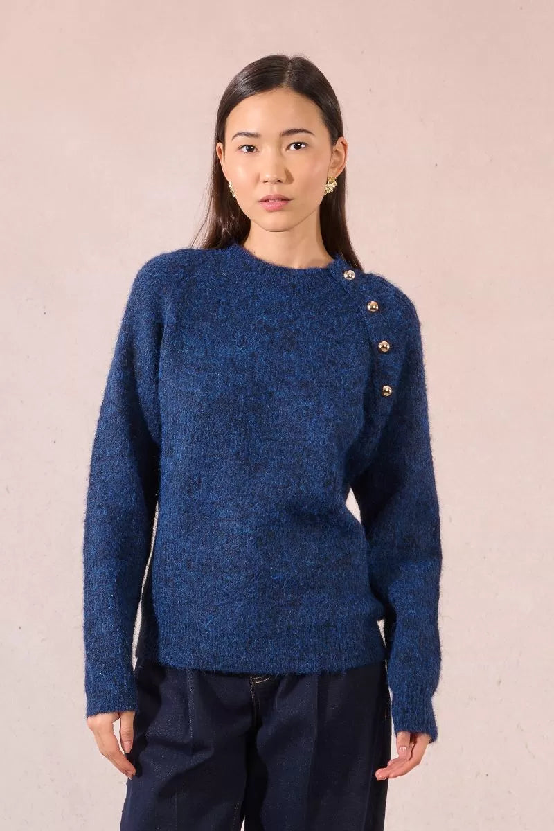 Molly Bracken Button Navy Sweater