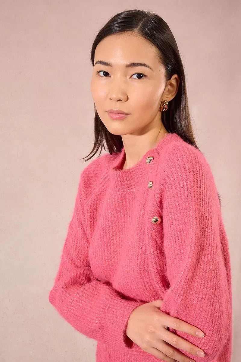 Molly Bracken Coral Button Knitted Sweater
