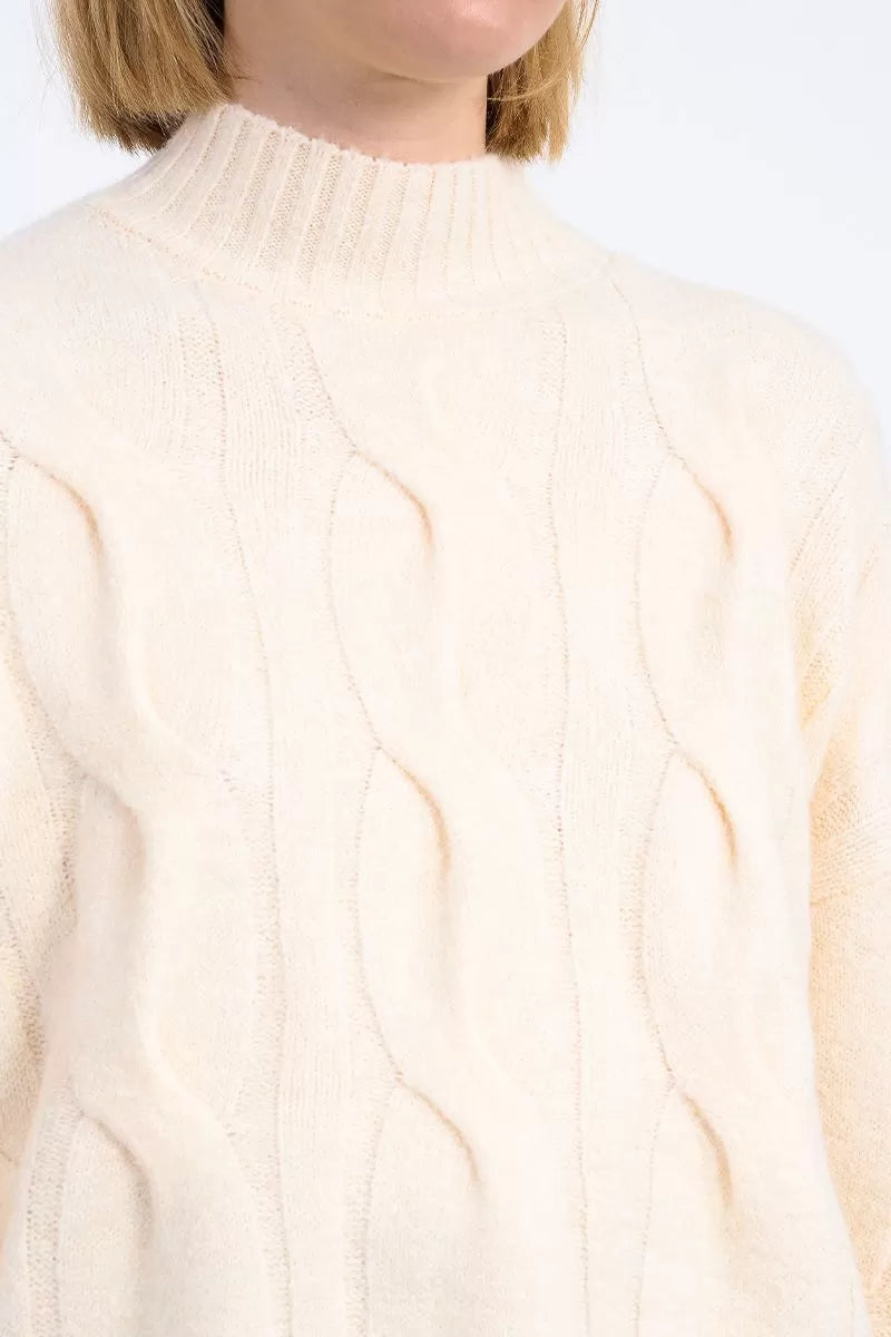 Molly Bracken Cable Knit Cream Sweater