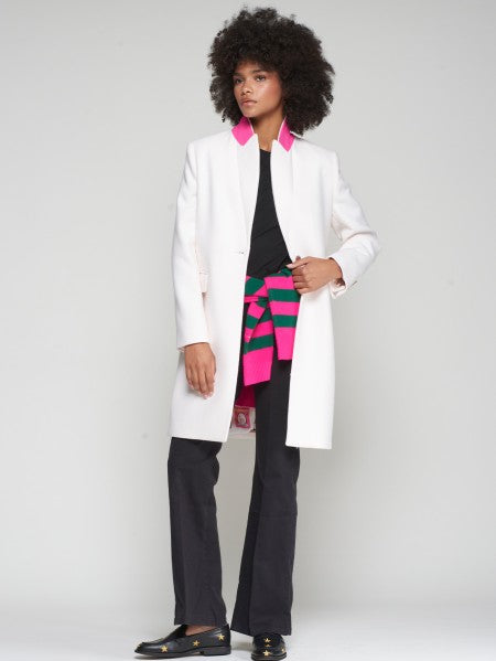 Vilagallo Ecru Coat With Contrast Collar