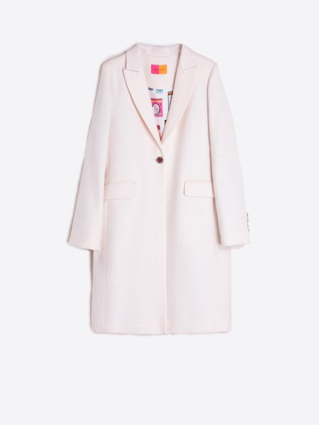 Vilagallo Ecru Coat With Contrast Collar