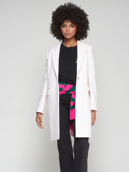 Vilagallo Ecru Coat With Contrast Collar