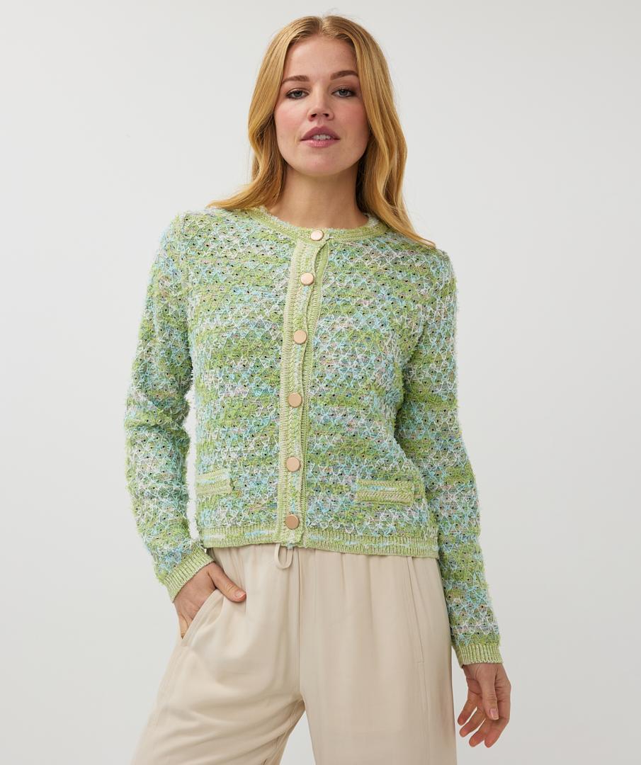 Esqualo Green Cardigan Fancy Knit