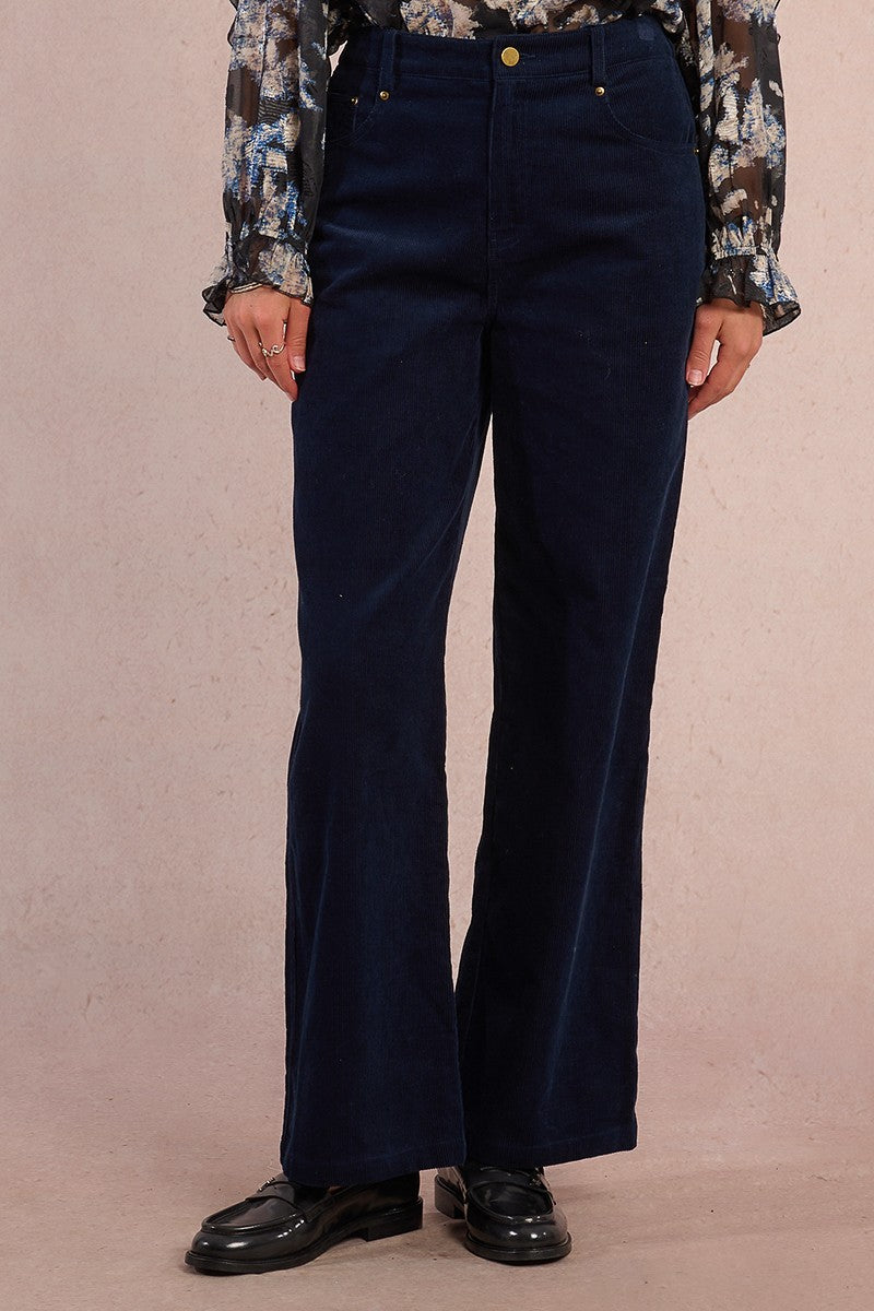 Molly Bracken Dark Navy Corduroy Wide Leg Pants