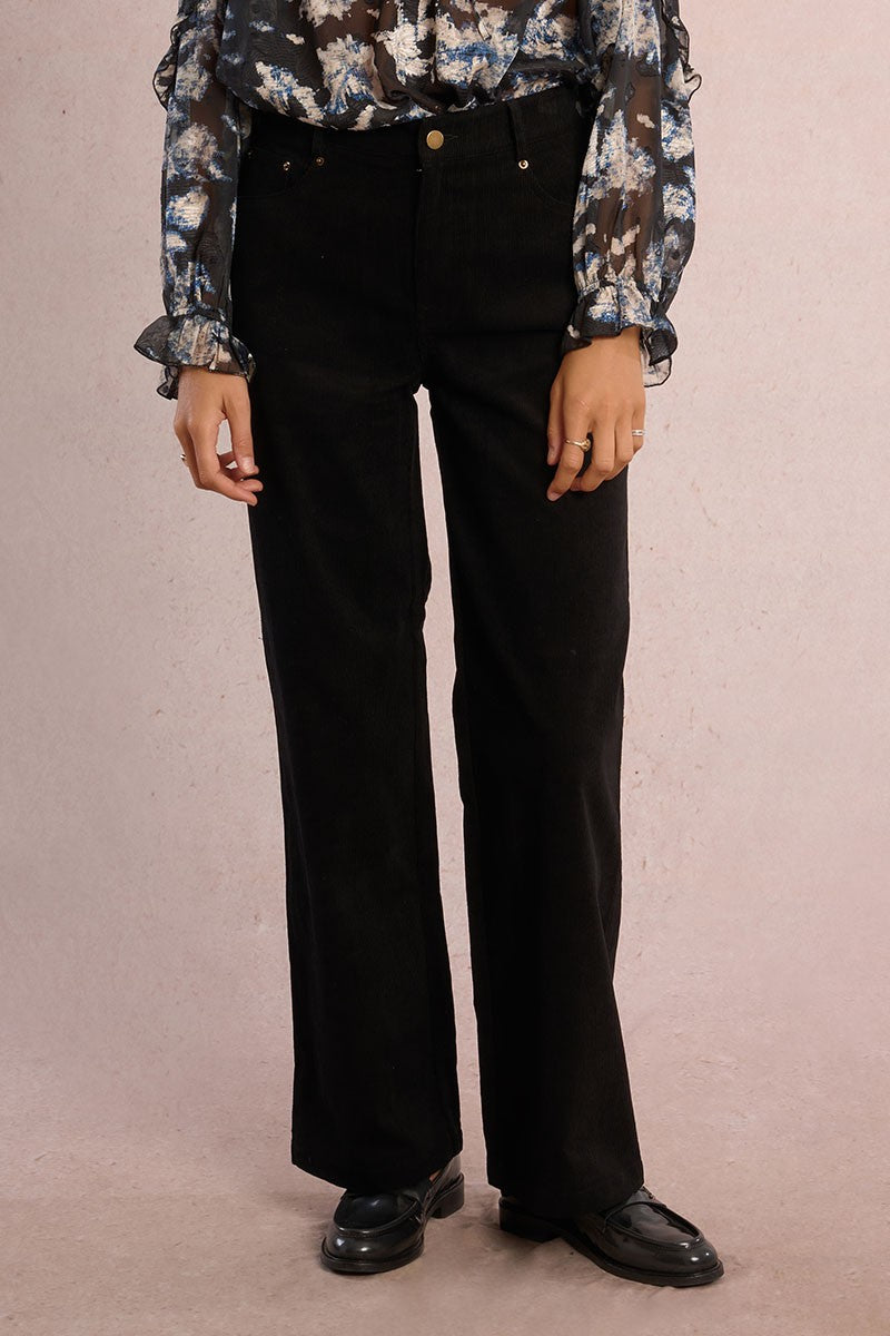 Molly Bracken Black Corduroy Wide Leg Pants