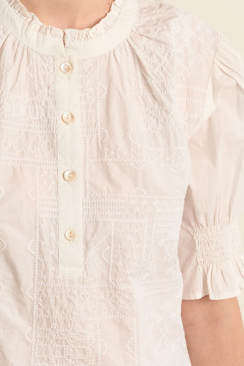 Molly Bracken Whhite Cotton Blouse