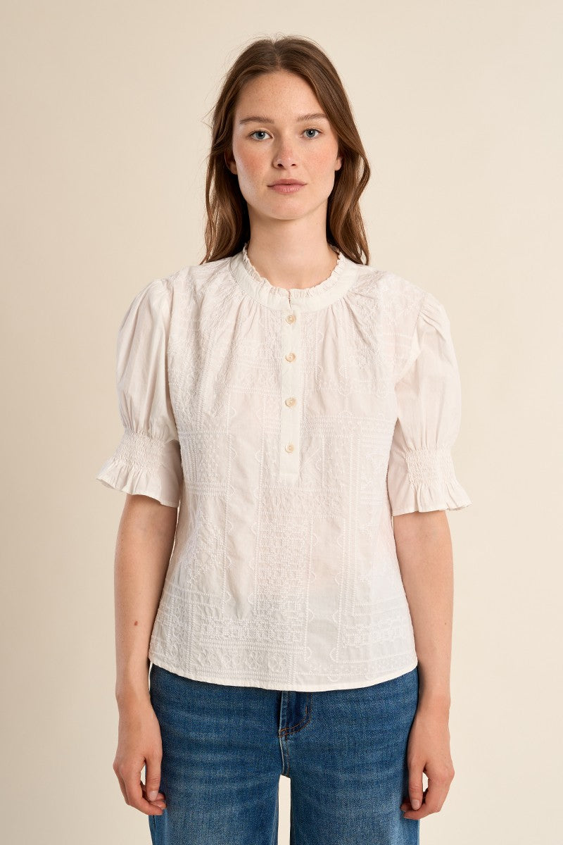 Molly Bracken Whhite Cotton Blouse