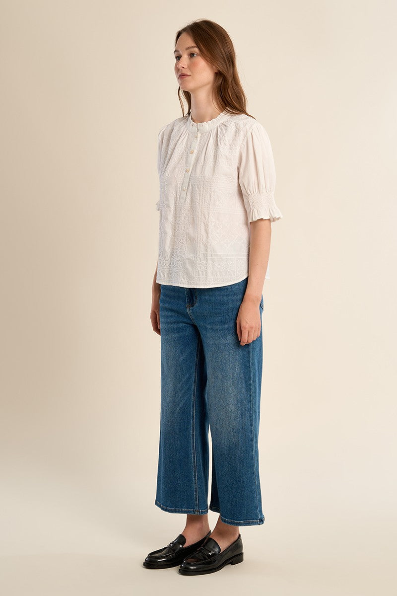 Molly Bracken Whhite Cotton Blouse